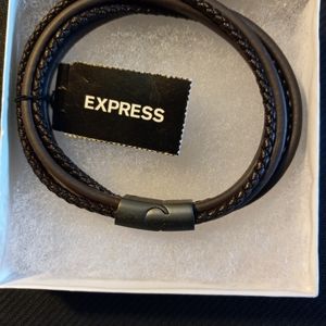 Express Brown faux 5 strand leather bracelet